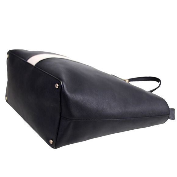 Kate Spade NY BLACK WHITE GENUINE LEATHER SATCHEL SHOULDER BAG HANDBAG PURSE - Picture 8 of 16